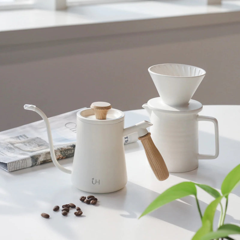 iHYGGE 手沖咖啡陶瓷配件3件裝 (分享壺/滴漏濾杯/不銹鋼手沖壺) 送濾紙