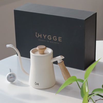 iHYGGE Gift Box Set - Coffee Kettle Wooden Handle 460ml with thermometer