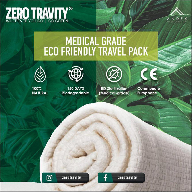 《全套齊備》ZERO TRAVITY 旅遊環保便攜套裝 - 特大床單/枕頭套/浴巾/面巾