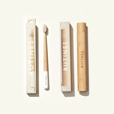 Rutines Natural Bamboo Toothbrush with case (Travel Kit)