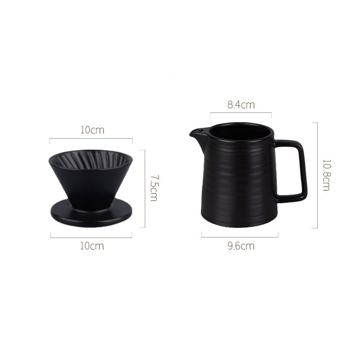 iHYGGE Coffee Brewer Set 2pack (Ceramic Coffee Pot 450ml/Drip Cup) - Black 