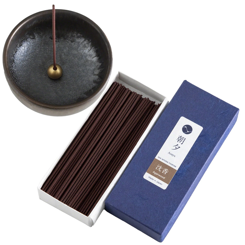 Asayu Japan Giftbox Low Smoke Agarwood＋Zen Ceramic Incense Holder  (Pre-Order)