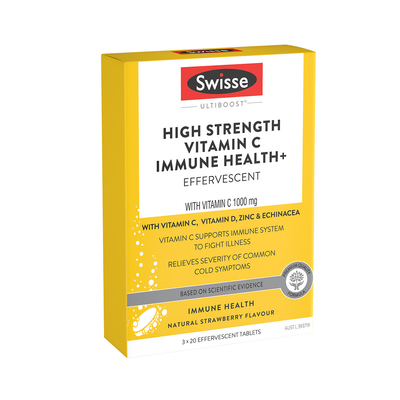 Swisse Ultiboost High Strength Vitamin C Immune Health 60 Effervescent Tablets 1000mg