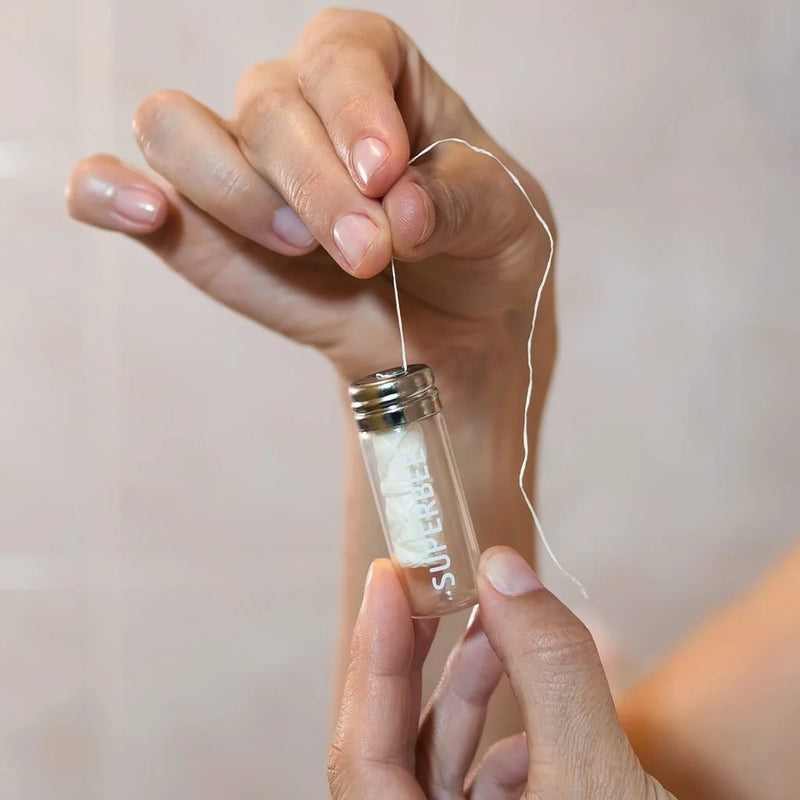 Superbee 永續環保牙線連玻璃盒 (內含3卷牙線)