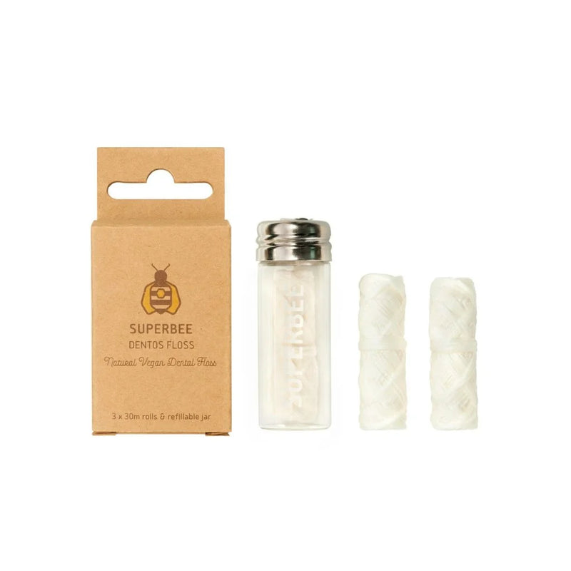 Superbee 永續環保牙線連玻璃盒 (內含3卷牙線)