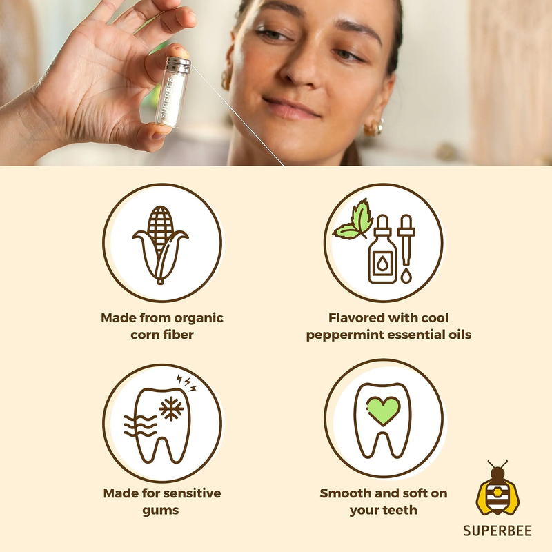 Superbee 永續環保牙線連玻璃盒 (內含3卷牙線)