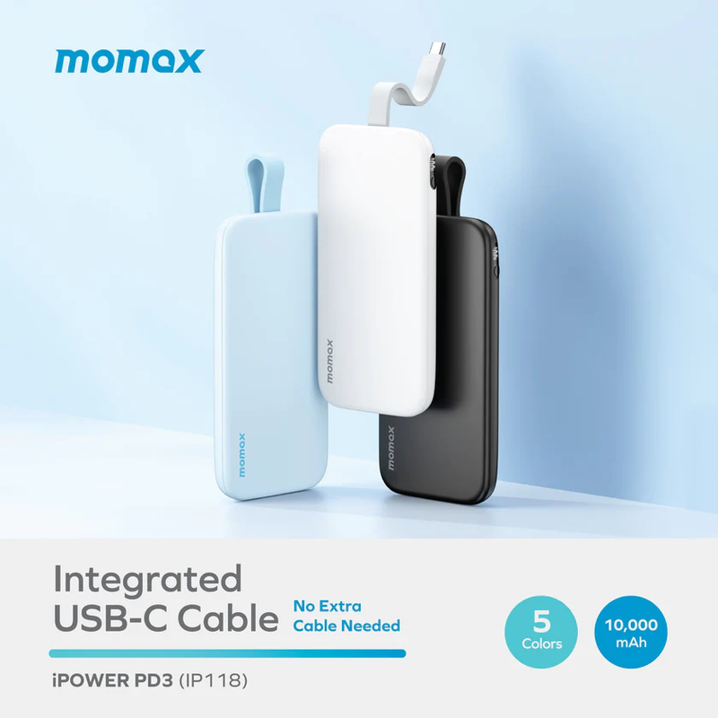 Momax iPower PD 3 10000mAh內置USB-C移動電源 iP118 (原廠行貨)