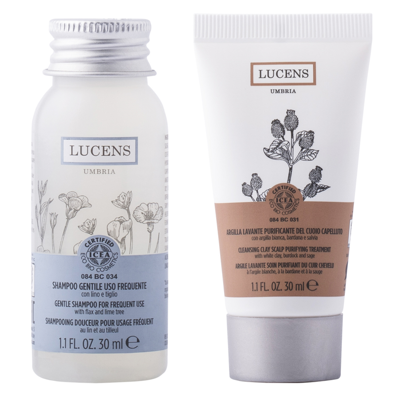 Lucens Umbria 天然有機旅行套裝 - 溫和洗髮水/深層清潔髮泥 (中性髮質)