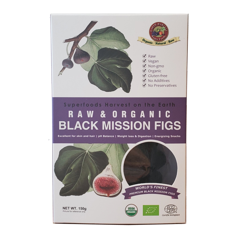 EARTH HARVEST Super Foods Raw & Organic Black Mission Figs (Gluten Free)150g