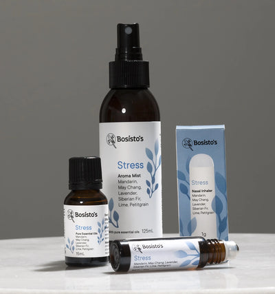 Bosisto's Aromatherapy Set - Stress (Essential Oil / Spray / Roll On)